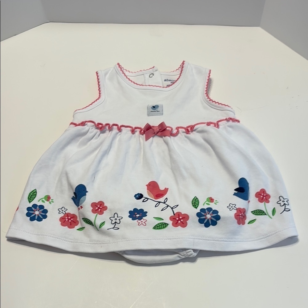Absorba White Baby Dress with Pink Accents